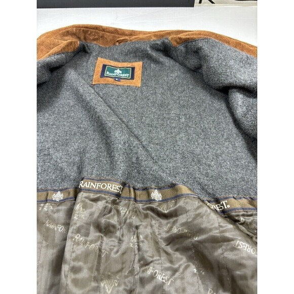 Rainforest Suede Coat Jacket Brown Large Zipper Snap Closure Drawstring Waist - Picture 14 of 16